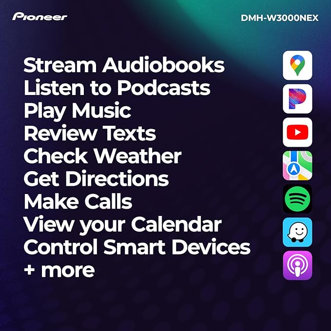 Pioneer DMH-W3000NEX 6.8" Double Din Multimedia Digital Media Receiver, Wireless Apple CarPlay and Android Auto, Bluetooth, Backup Camera Compatible, Touchscreen, One Touch Navigation