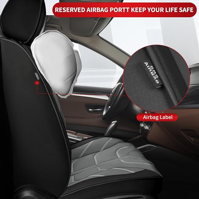 TTX LIGHTING Car Seat Covers fit for Mazda 3 2007-2019 Front Seat: Premium Leather Automotive Seat Cover with Airbag Compatible Waterproof (2 Seats, Black & Gray)