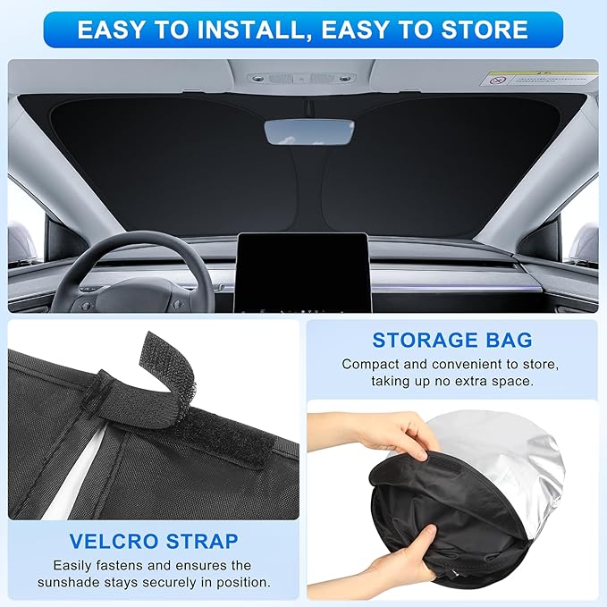INSAUTO Custom Fit Windshield Sun Shade Accessories for Ford Edge 2015-2024, Foldable Front Window Sunshade, UV & Heat Reflector, Keeps Interior Cool, Includes Storage Bag