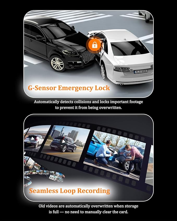 Dash Cam Front and Rear, Dash Camera for Cars 4K+1080, Dashcam Built-in WiFi, APP Control, 32GB Card Included, 3" IPS Touch Screen, 24H Parking Monitor, Night Vision, G-Sensor