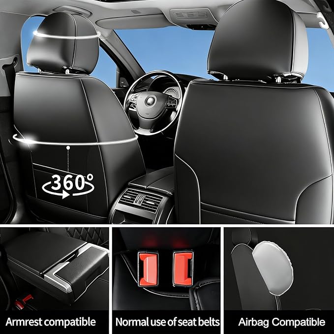 Fit Integra Car Seat Covers for Acura Integra 2023-2026 - Premium Leather, Waterproof, All-Weather, Airbag Compatible, Breathable, Seat Protectors, Only 2 Front seat Covers, Redline