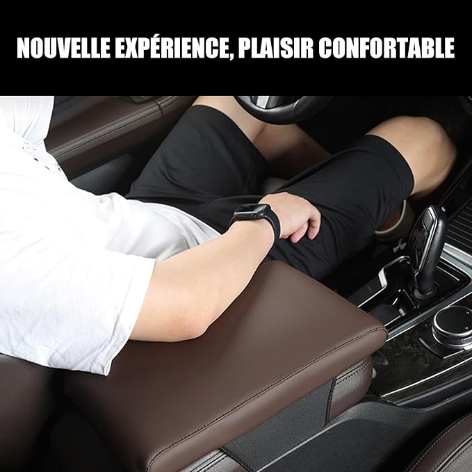 Car Armrest Cover Pad for Audi Q3 F3 2018 2019 2020 2021 2022 2023 2024 2025 Premium Leather Center Console Armrest Cushion Pad Anti-Scratch Waterproof Auto Interior Accessories Red Style