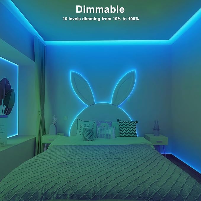 Tatazone 16.4ft Ice Blue COB Led Strip Lights with RF Remote, Dimmable Bright Adhesive Indoor Led COB Light Strip for Cabinet, Painting, Room, Bed