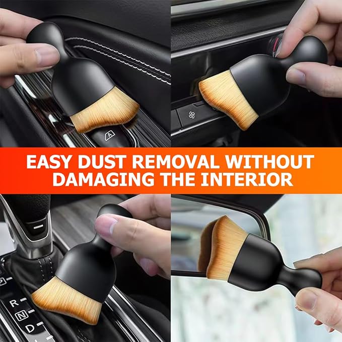 Blilo Car Interior Detailing Brush with Dust Cover, Auto Soft Hair Cleaning Brushes, Scratch Free Curved Dirt Collectors, for Vehicle Dashboard Air Conditioner Vents Leather(Purple)