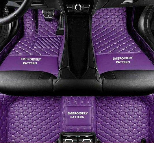 Custom Making Car Floor Mats Compatible for 2000-2025 All Mode Sedan SUV Sports Car Full Coverage Cute Pads Protection Non-Slip Leather Floor Liners (Purple)