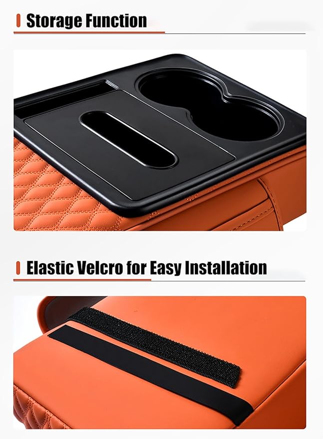 Car Armrest Center Console Cover for Toyota Prius (XW20) 2.Gen 2003 2004 2005 2006 2007 2008 2009 2010, Center Console Pad with Cup Holder, Multifunctional Armrest Cushion,F Orange