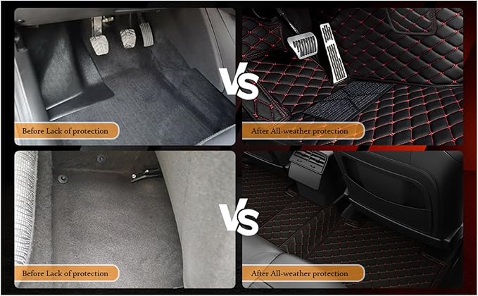 Yaruicar Custom Personalized Floor Mats for Cars Luxury Full Coverage All Car Floor Mats Anti-Slip Leather Car Mat Set Trucks & SUVs Trucks Automotive Floor Mats Liners (Light Brown)
