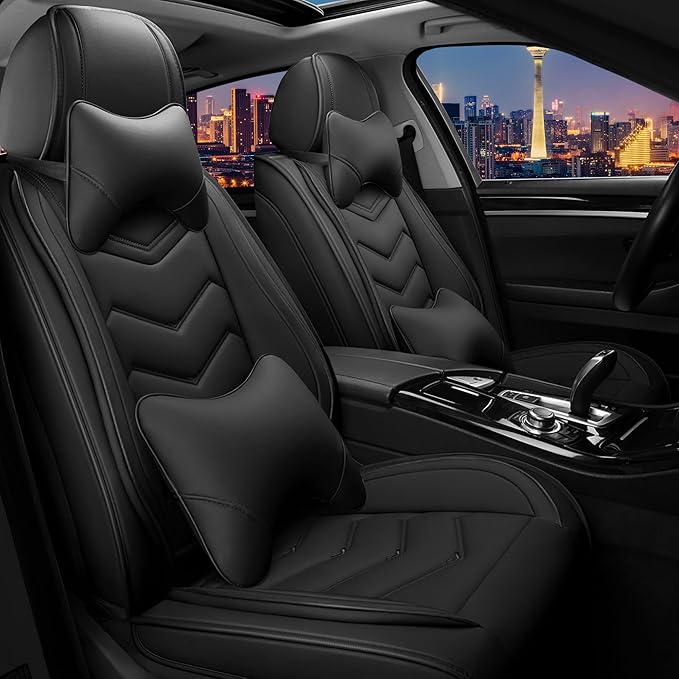 CTDS Car Seat Covers for Nissan Pathfinder 2000-2026, Stylish Sport Seat Cover, Premium Nappa Leather Car Seat Cover. Automobile Seat Covers Sets.(Luxury 2 Seats/Pure Black)
