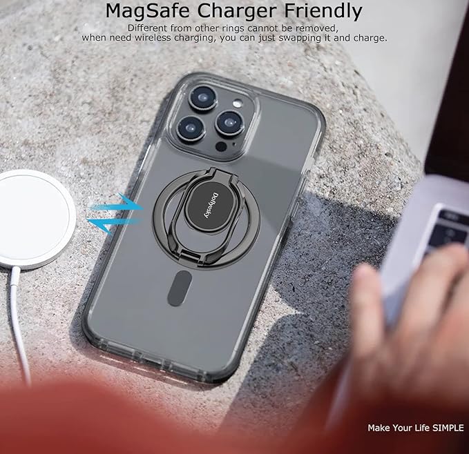 Doflyesky Magnetic Phone Ring Holder for iPhone, Double Adjustable Gym Phone Grip Holder and Stand Removable for Magsafe Case, iPhone 17/16/15/Pro Max Plus SE