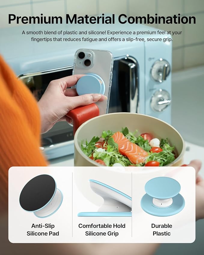 Sinjimoru for MagSafe Phone Grip, Soft Silicone Magnetic Finger Grip for iPhone 17/16/15/14/13, Comfortable One-Touch Holding, M-Tap Tok Black