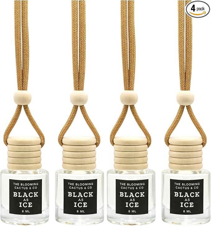 4 Pack Air fresheners | Long lasting car air fresheners, Hand-made in USA | Small room diffuser | Small Business Woman Owned. (8 ml Black Ice (Type) set of 4)