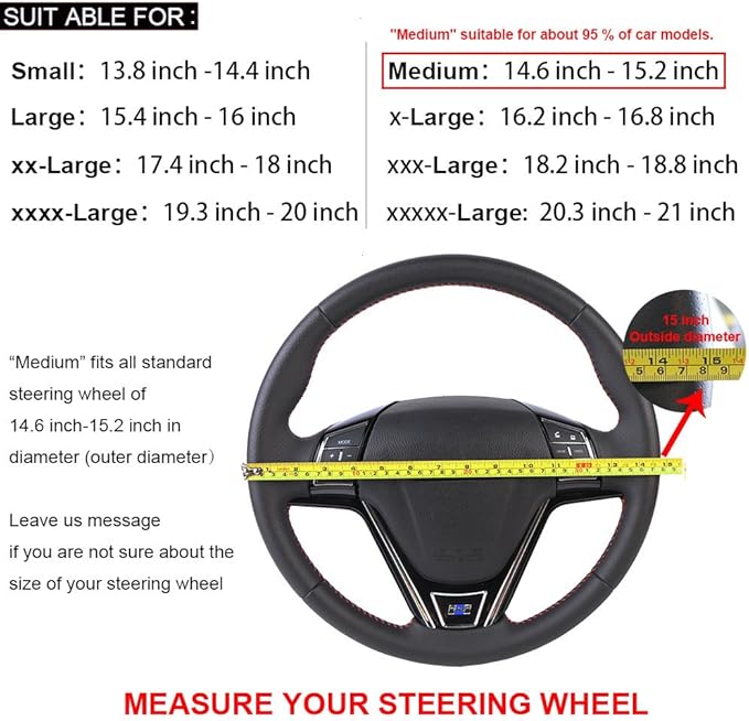 17.7 Inch XX-Large Van Car Steering Wheel Cover Durable Black Artificial Leather for Renault Trucks Kenworth