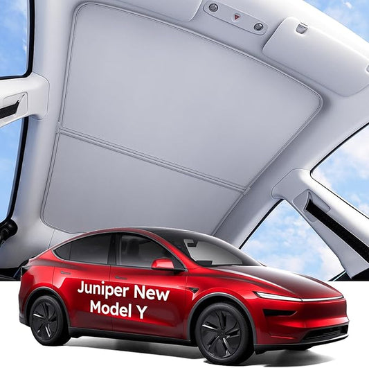 Wigoo 2026 Tesla New Model Y Juniper Accessories Sunshade Roof [Never Sag, Nano Ice-Crystal Coatings] 3-Gen Heat Insulation Glass Roof Sun Shade, Accessories for Tesla Juniper Model Y, Interior Gray
