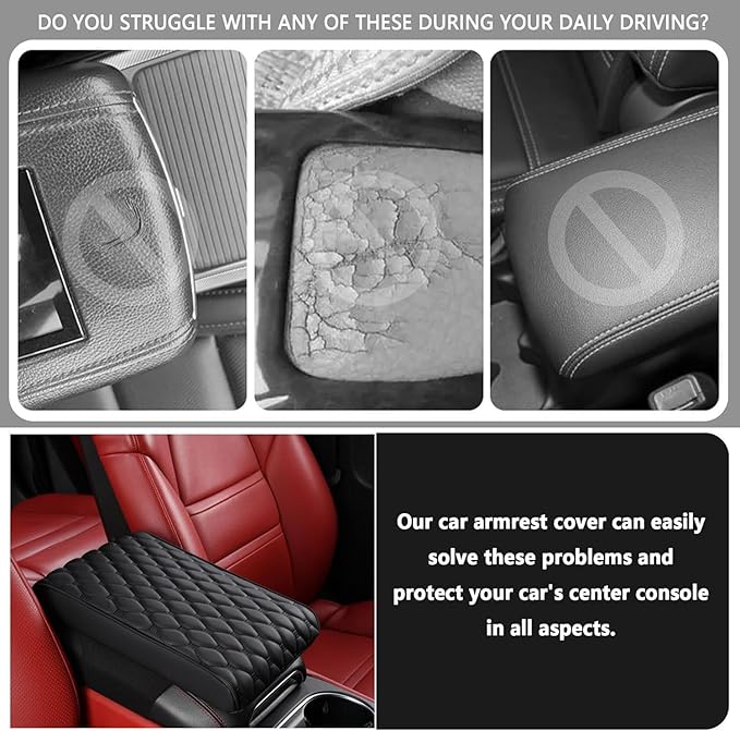 Auto Armrest Cushion Pads for Hyundai Santa Fe(CM)(2007-2012) Accessories Car Centre Console Armrest Pad Durable Material and Easy to Clean-is Waterproof and Anti-Scratch