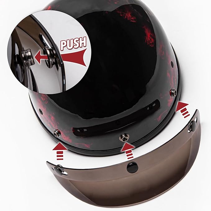Cartman Cruiser Scooter Motorcycle Half Face Helmet, Red Skull USA Graphics, DOT Approved for Bike Scooter ATV UTV Chopper Large