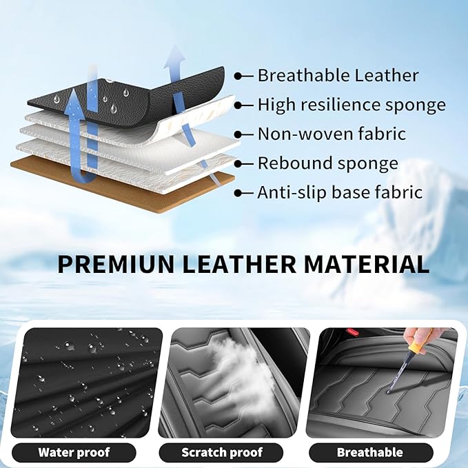 Fit CRV Car Seat Covers Premium Leather for Honda CRV cr-v 2011-2025 2026. Waterproof， Breathable, Scratch-Resistant & All-Weather Seat Cushion Protector (Full Set,Black)