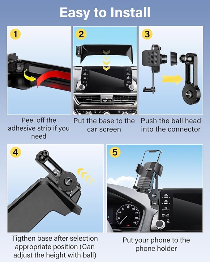 SKYLOTEC Car Phone Holder for VW/Volkswagen Atlas/Altas Cross Sport 2024 2025 Accessories 12-Inch Screen Fixed Clip, Automobile Cradles Phone Mount, Cell Phone Base Not Block Air Vent