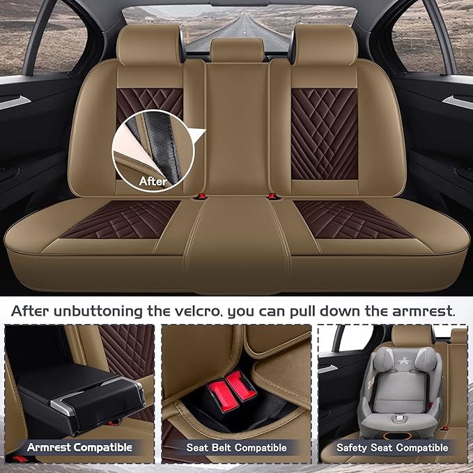 Truck Seat Covers for Chevy Silverado 1500 2007-2026, Waterproof Premium Leather Full Coverage Car Seat Cover, Muscle Sport Style Auto Interior Seat Cover Sets (Full Set/Brown Coffee)