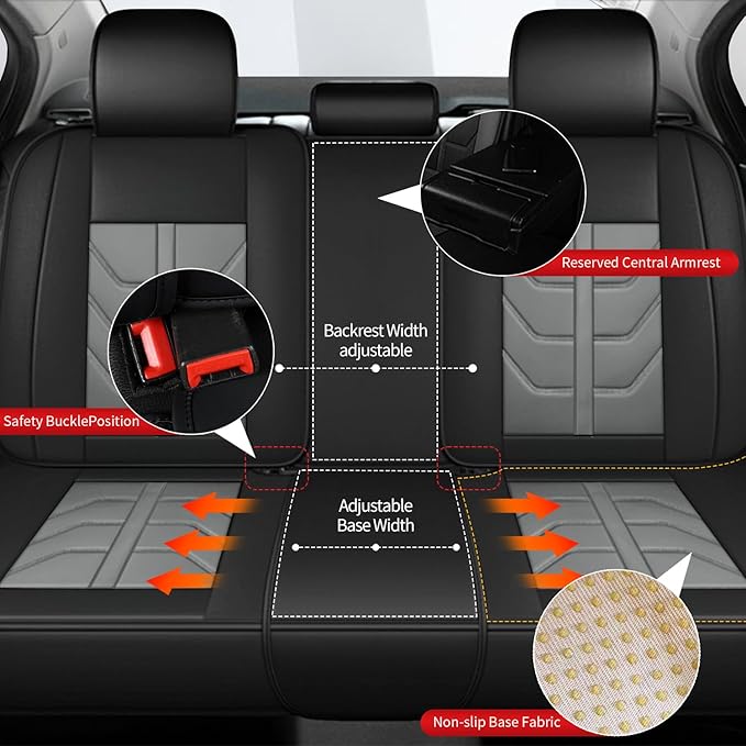 TTX LIGHTING Car Seat Covers fit for Buick Encore GX 2020-2025 Full Set: Premium Leather Automotive Seat Cover with Airbag Compatible Waterproof (5 Seats, Black & Gray)