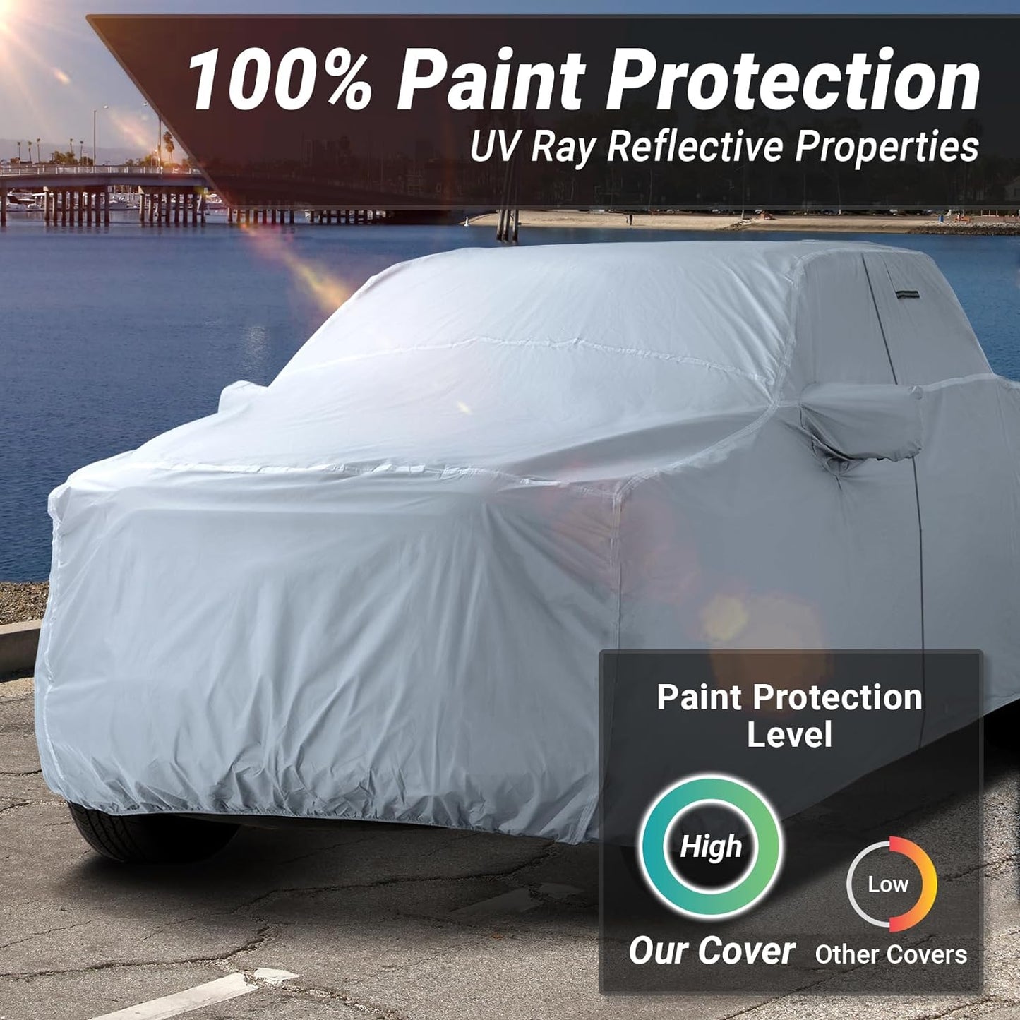 iCarCover Fits 2008-2014 Titan Crew Cab, 7.3 ft Long Bed Nissan Truck Cover Automobiles Form-Fit Padded Full Exterior Waterproof Automobiles Protection Covers