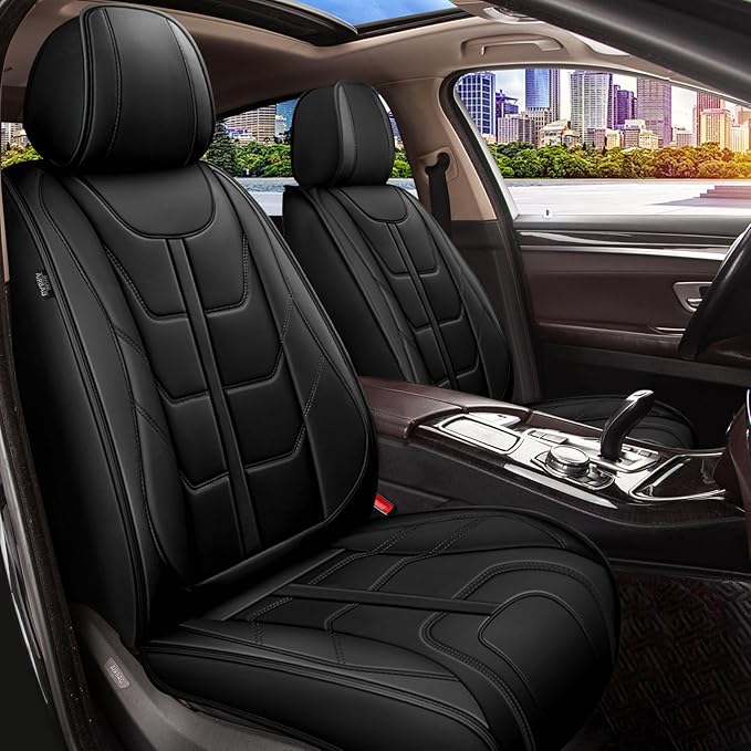TTX LIGHTING Car Seat Covers fit for Ford Expedition 2011-2026 Front Seat: Premium Leather Automotive Seat Cover with Airbag Compatible Waterproof (2 Seats, Black)