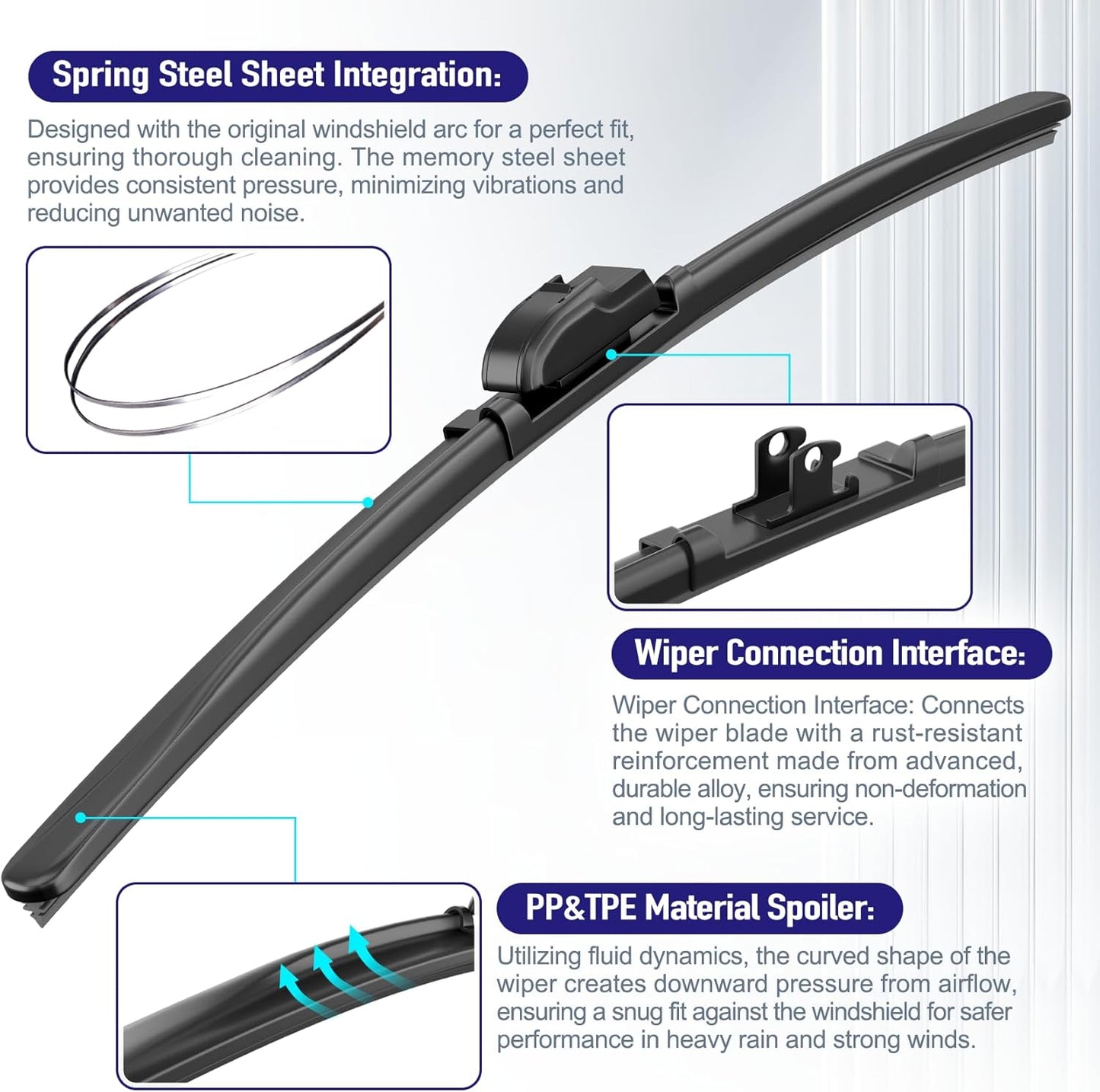 AJK Wiper Blades for Jeep Grand Cherokee 2022 2023 2024, 3 Piece All Weather OEM Quality Automotive Replacement Windshield Wiper Blades for My Car