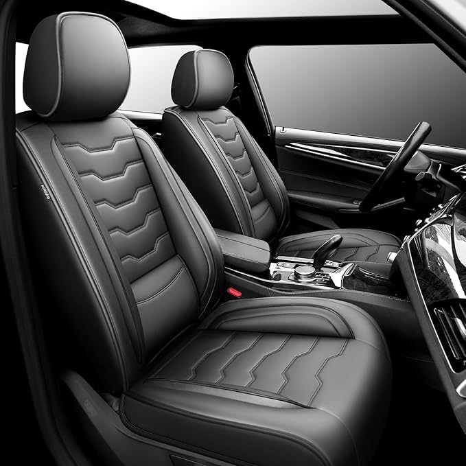 Fit Sonata Car Seat Covers Premium Leather for Hyundai Sonata 2007-2025 2026. Waterproof， Breathable, Scratch-Resistant & All-Weather Seat Cushion Protector（Front Seat,Black