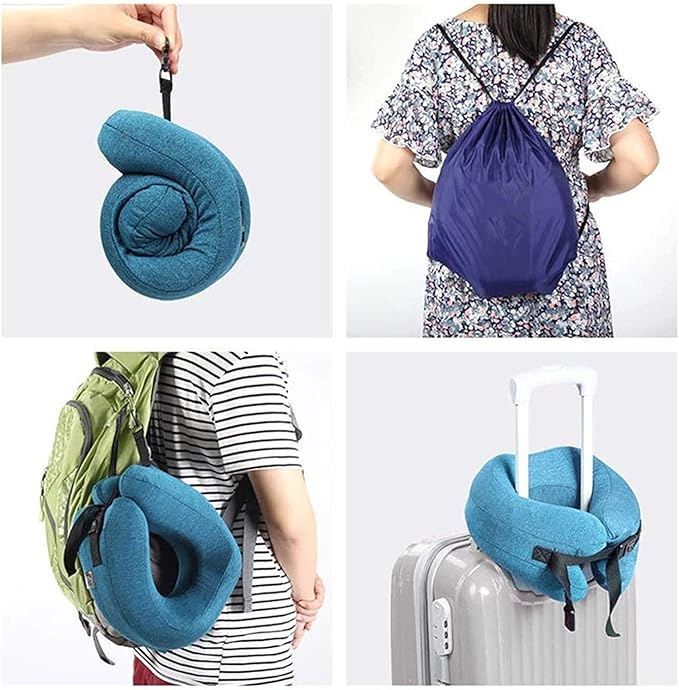 Neck Pillow Sleep Kit - 100% Memory Foam Travel Pillow, Compact Carry Bag, U-Shaped Airplane Car Flight Pillow, Breathable and Comfortable 360-Degree Head Support (Color : Brown)