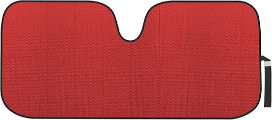 Motor Trend Red Accordion Folding Car Windshield Sun Shade - Blackout Sun Visor for Car Windshield - Foldable Jumbo Sunshade and Front Window Truck Sun Screen for UV Sun Protection - 66 x 27
