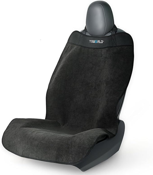 Car Seat Towel | Premium Microfiber Towel Seat Covers for Cars - Universal Fit & Waterproof | Sweatproof & Machine Washable Non-Slip Car Seat Towel Cover After Gym, Beach, Yoga (Black, 1 Pack)