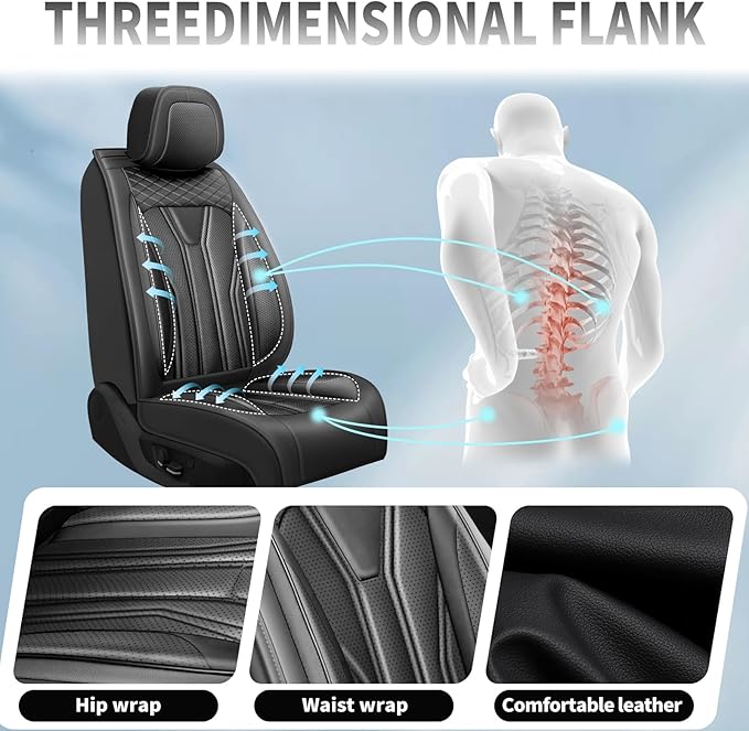 Fit Altima Car Seat Covers Compatible with Nissan Altima 2011-2025 2026 - Premium Leather， Waterproof Breathable， All-Weather Seat Cushion Protecto&Airbag Compatible (2 Front Seat All Black)