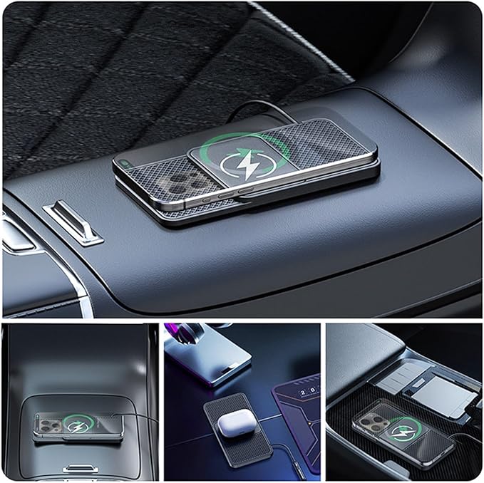 Wireless Car Phone Charger for Lincoln Corsair Nautilus Aviator Navigator, Type C/USB 20W Fast Charging Pad, Non-Slip Charging Station for Travel Home Office Desk, Lightweight, USB