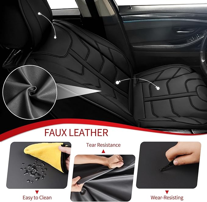 TTX LIGHTING Car Seat Covers fit for Hyundai Kona 2018-2026 Full Set: Premium Leather Automotive Seat Cover with Airbag Compatible Waterproof (5 Seats, Black)