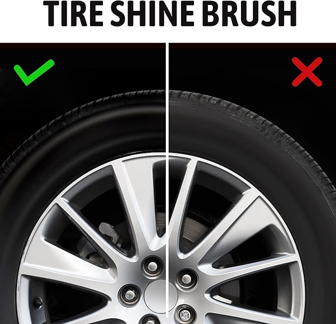 BABYSHEEP Car Tire Shine Applicator,Vegan Tire Shine Brush with Stand for Auto Detailing Cleaning Service,Blue