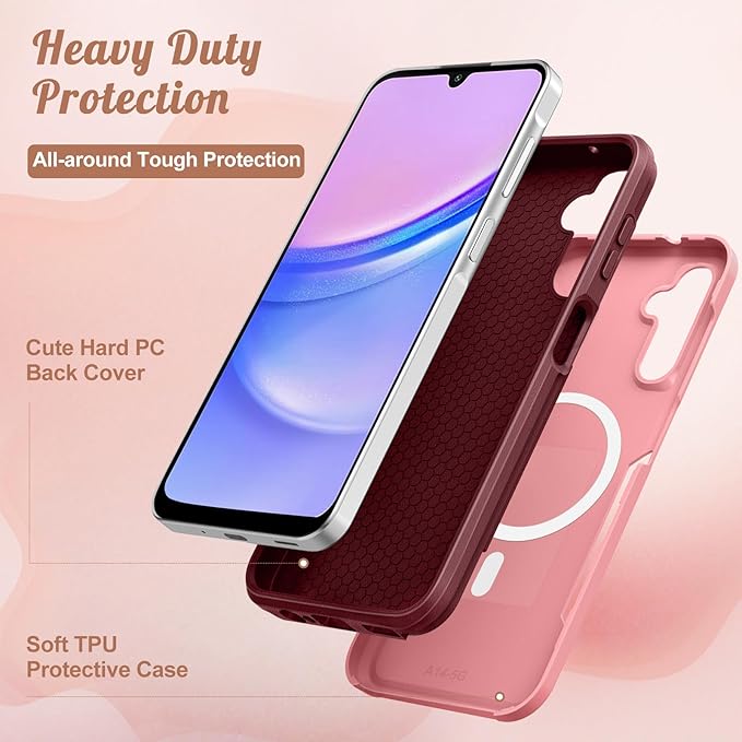 for Samsung Galaxy A14 5G Phone Case - Compatible with MagSafe Women Girls Cute Magnetic Protective Cover Girly Kawaii Unique Heavy Duty Shockproof Design for Samsung Galaxy A14 5G Cases