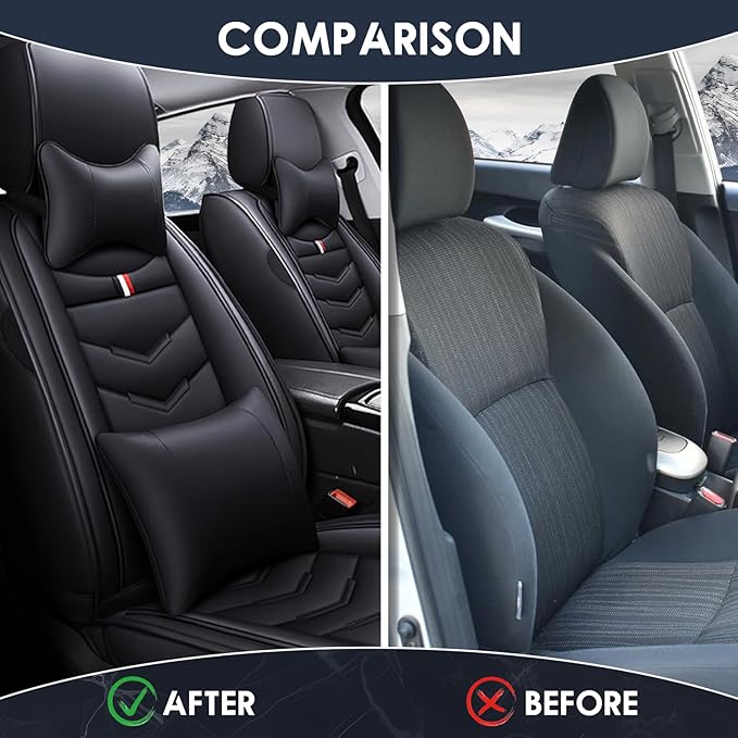 Car Seat Cover 2 Seats for Chevrolet Camaro 2000-2024, Durable Wear Resistant Waterproof Vehicle Cushion Covers, Breathable No Odor Premium Leather Vehicle Seat Covers.(Luxury,Black)