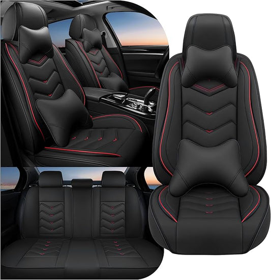 Car Seat Covers Fit for Infiniti g37 2000-2026, Stylish Sport Seat Covers, Waterproof Wear-Resistant Premium Nappa Leather Car Seat Cover.(Full Set with Pillow/Black)