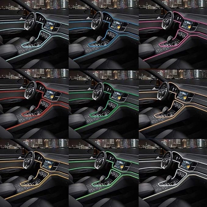 ABALDI El Wire Neon Car Lights Car Interior Trim Light Strip Advanced Low Power Consumption Design for Interior Panel Gap Decorative(5m/16ft,Pink)