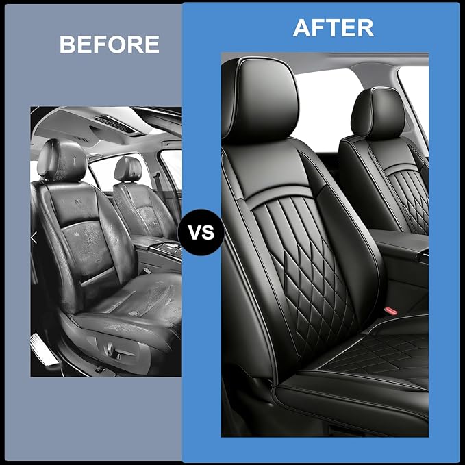 Fit Integra Car Seat Covers for Acura Integra 2023-2026 - Premium Leather, Waterproof, All-Weather, Airbag Compatible, Anti-Slip, Breathable, Easy Install, Seat Protectors, Full Set, Black