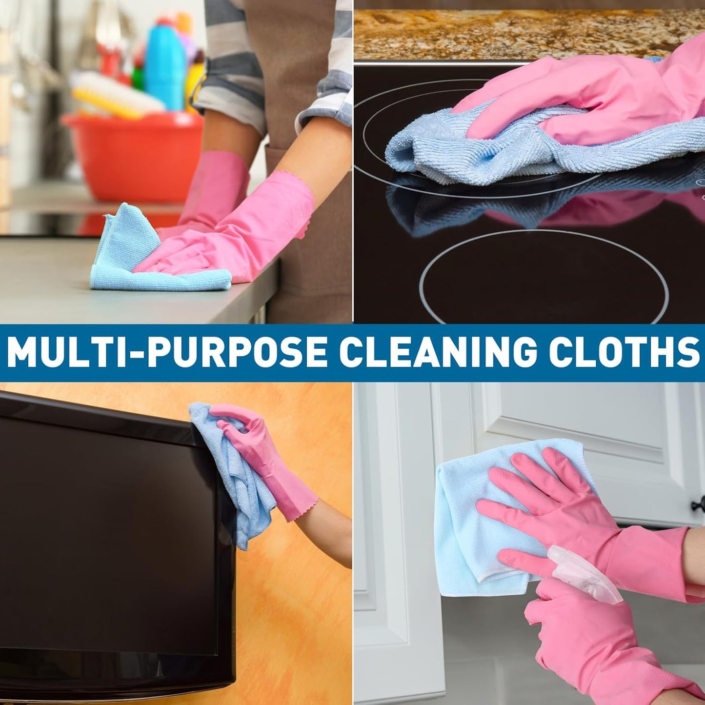 Microfiber Towels Bulk-300 Pack, Cleaning Cloths, Microfiber Towels for Cars, Cleaning Rags 5 Colors Assorted (12x12 inches)