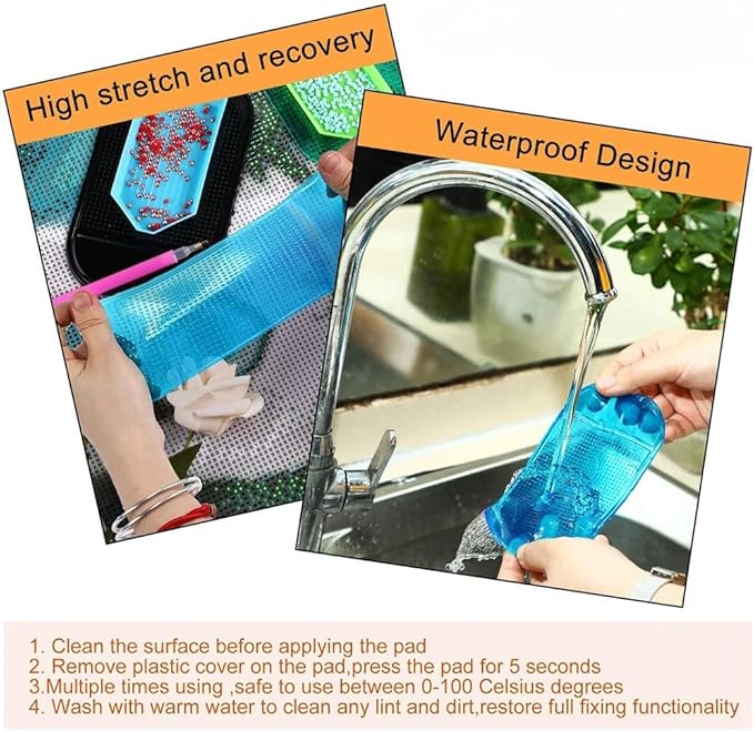 5PCS Extra-Strong Anti-Slip Pad Car Dashboard Sticky Pad Removable Silicone Gel Mat Washable Multi-Purpose PU Gel for Cell Phone Tablet (Blue)