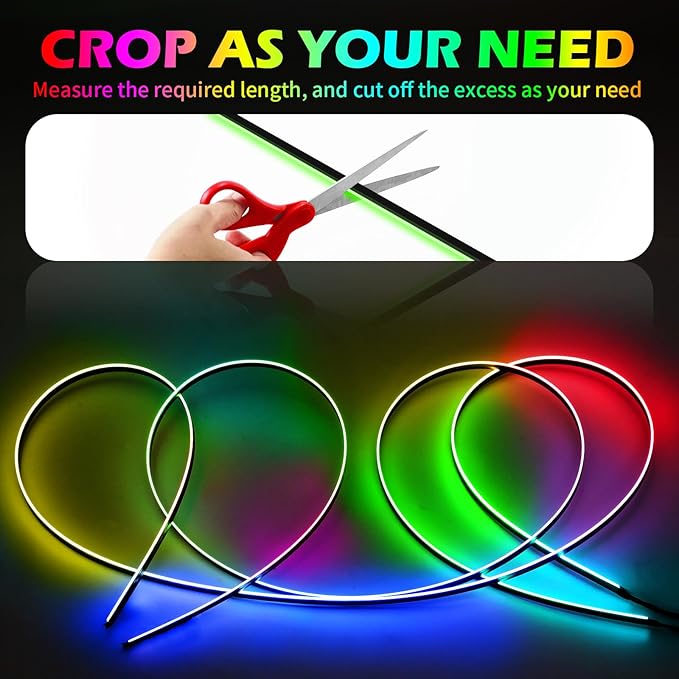 Interior Car LED Strip Lights Acrylic Fiber Optic Strip LED Lights with APP&Remote Control Dynamic Chasing Music Sync Neon Ambient Lighting Kits for Cars,SUVs,Trucks(55.12inch*2)