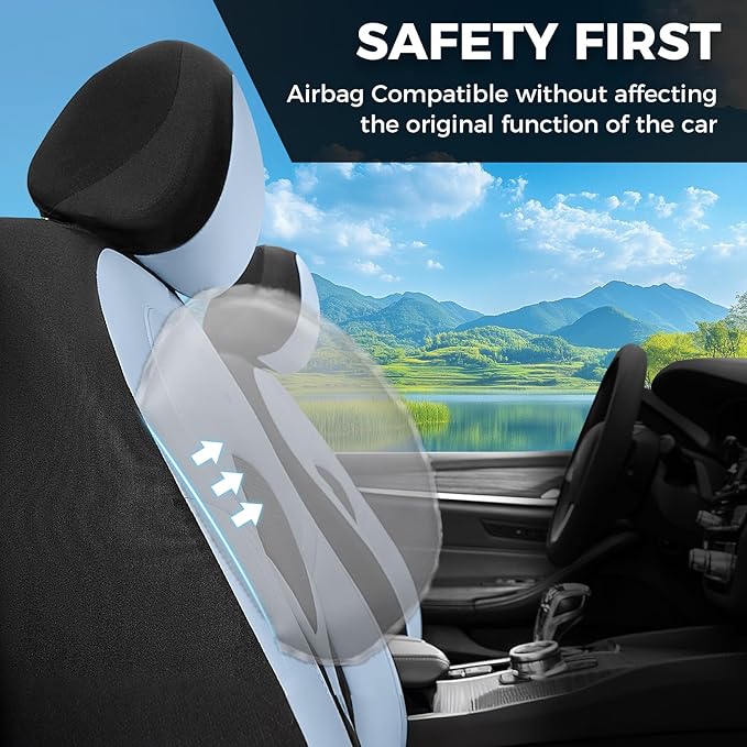FLORICH Car Seat Covers Full Set, Universal Seat Cover 5 Seats, Automotive Seat Covers with Mesh Leather, Waterproof Car Seat Protector, Breathable Car Seat Cushion for Most Car SUV Truck, Blue