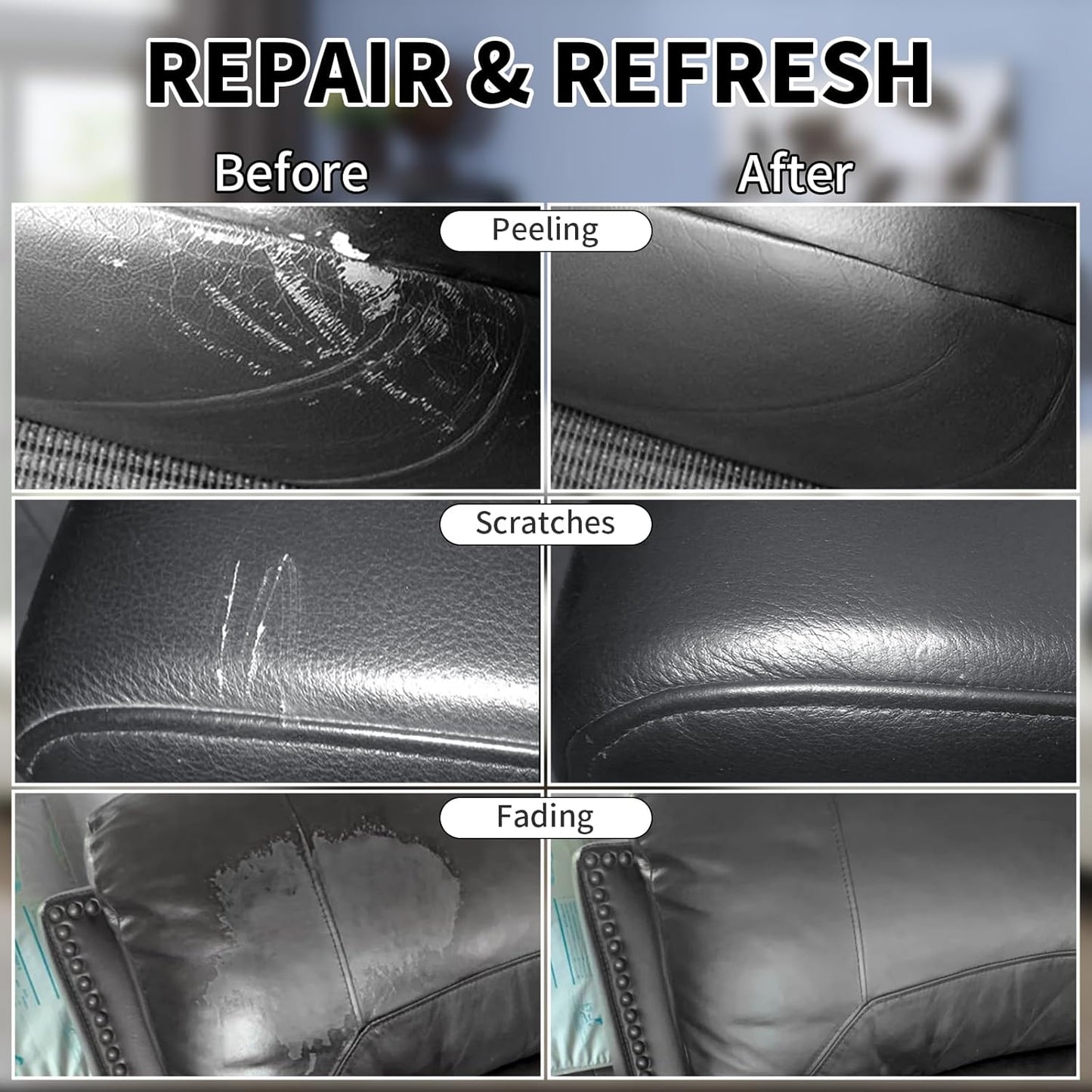 Black Leather Recoloring Balm with 100ml Mink Oil,Leather Couch Scratch Remover,Leather Repair kit for Vinyl Furniture and Car Interior,Leather Dye Paint,Mink Oil for Leather