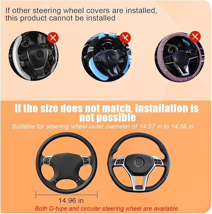 Car Steering Wheel Cover, Ice Silk Elastic Anti Slip Vehicle Protector, Breathable Easy Carry Automotive Interior Protective Wrap Accessories, Universal for SUV, Sedan, Truck (Black)