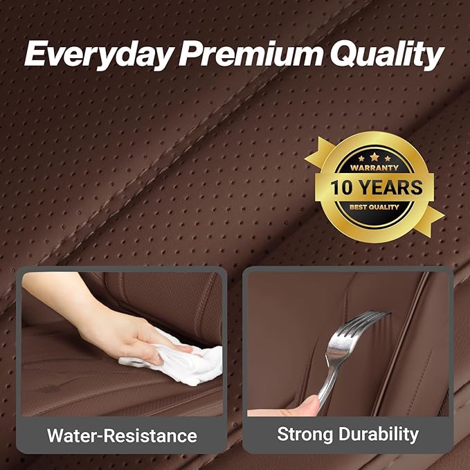 Coverland Custom Fit Car Seat Covers for SUV Compatible with [QX4, Endeavor, Bravada] PPremium Car Seat Cover Water Resistant Leather Non-Slip Interior Protectorr [Full set Dark Brown -Size Chart X66]