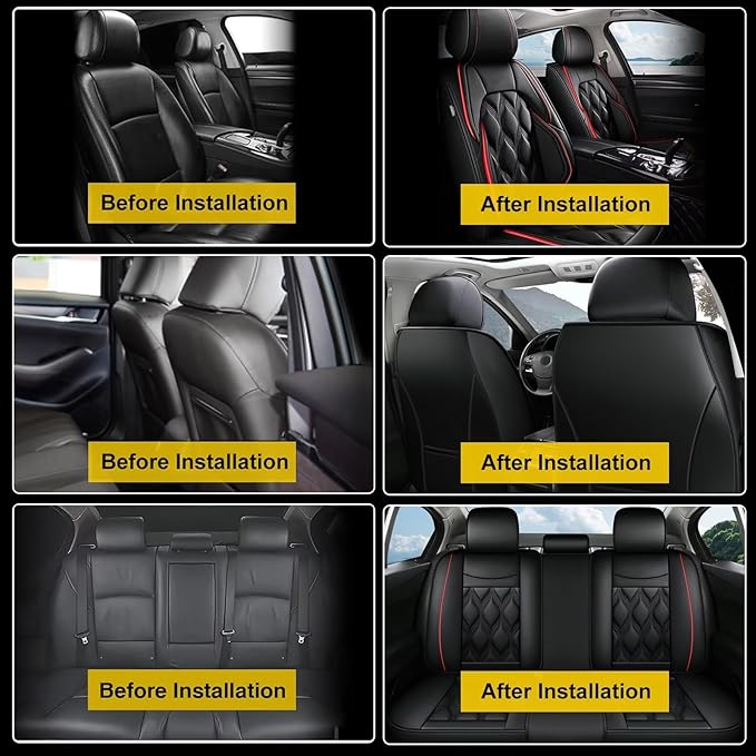 AOMSAZTO Car Seat Covers,Full Set 5 Seats Custom Fit for Buick Encore GX 2020-2026,Leather Car Seat Cover Seat Cushion Protector,Airbag Compatible Waterproof Black