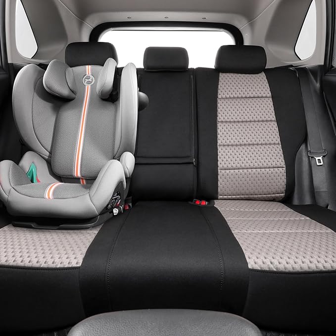 coverdream Rav4 Seat Covers Custom Fit for 2013-2018 Toyota Rav4 LE,Full Coverage Polyester Car Seat Protector(Full Set,Black & Beige)
