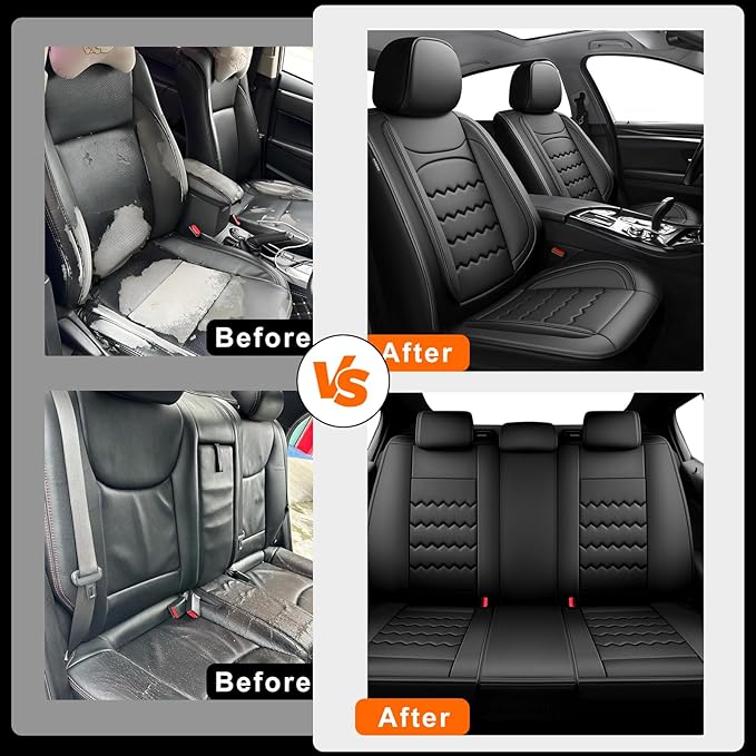 CX-30 Car Seat Covers Custom Fit for Mazda CX-30 2020-2026, Full Coverage Premium Leather Waterproof Breathable Seat Covers, Automotive Seat Protectors, Airbag Compatible(Full Set Seats, Black)