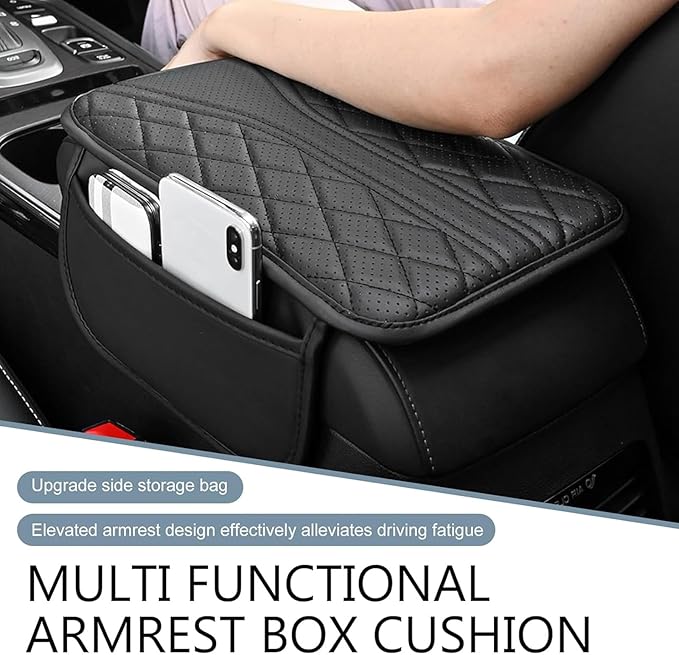 Car Center Console Cover for Lexus RX 350 2021-2023, Leather Memory Foam Auto Armrest Cover Cushion Pad with 2 Storage Bags Non-Slip Universal Interior Accessories,Beige